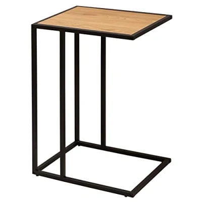 Abbildung von riess ambiente Beistelltisch SLIM LINE 65cm natur / schwarz (Einzelartikel, 1 St), Wohnzimmer · Wildeiche Design Metall Laptoptisch Industrial