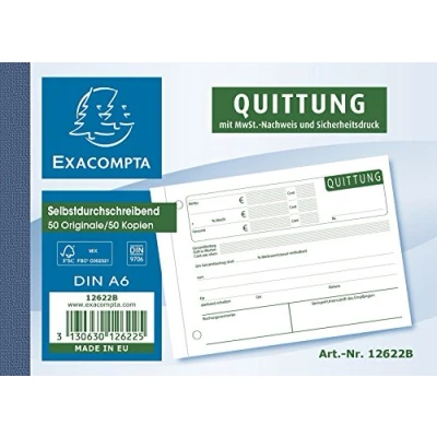 Abbildung von 10 x Exacompta Formularbuch Quittung A6 m MWSt Nachweis 2x50 Blatt sel