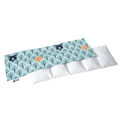Abbildung von Medi Partners Kirschkernkissen 60x20cm 800g 100% Baumwolle 5 kammern Körnerkissen groß Öko Natur Wärmekissen Kältetherapie abnehmbarer Bezug (Safari)
