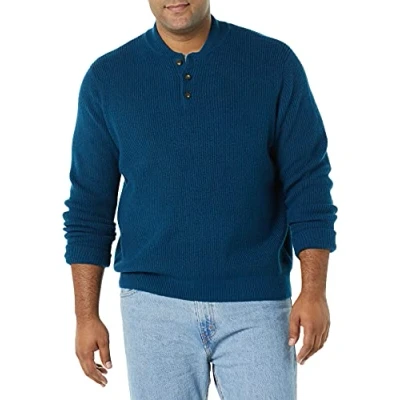 Abbildung von Amazon Essentials Herren Soft Touch Henley Pullover mit Langen Ärmeln, Blau, L