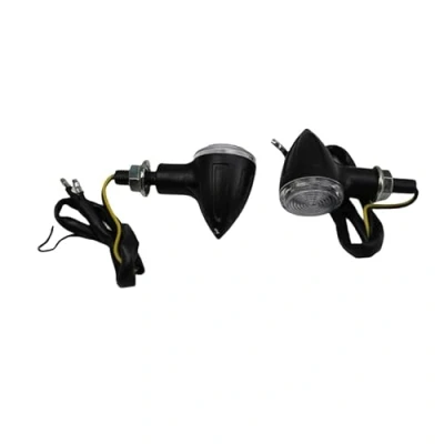 Abbildung von Motorrad LED Blinker für Honda Kawasaki Suzuki Yamaha Cruiser Chopper Bobber Cafe Racer CB400 200 GN125 Old School Custom (Schwarz/Klar)