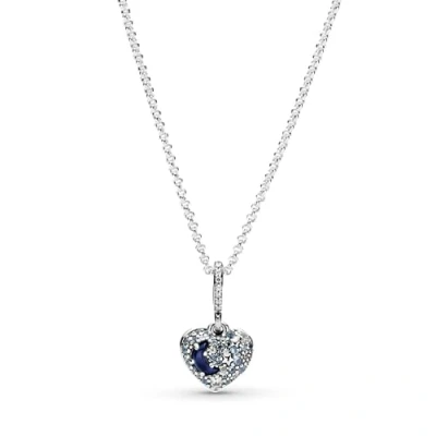 Abbildung von PANDORA Kette mit Anhänger &quot;funkelnder blauer Mond und Sternenherz&quot; silber/blau, Zirkonia 399232C01 50