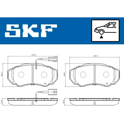 Abbildung von SKF VKBP 80273 E Bremsbelagsatz inkl. Verschleißwarnkontakt FIAT: Ducato III Bus, Pritsche / Fahrgestell, PEUGEOT: Boxer Kastenwagen