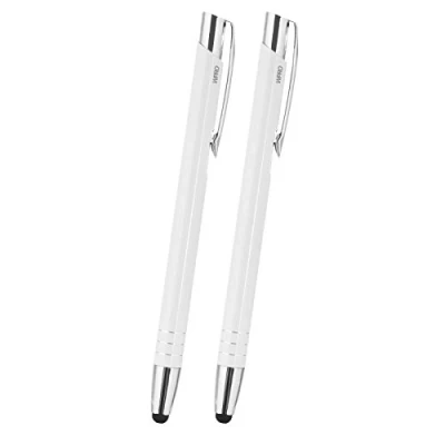Abbildung von WPRO Toccara 2 er Set Kugelschreiber &amp; Eingabe Stift 2in1 Smartphone Tablet dünne 3D Touch Screen Stylus Pen Spitze Touchpen weiß
