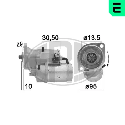 Abbildung von ERA 220934A Anlasser 12V 2,2kW 9 30 50 95mm ISUZU: Trooper I SUV (UBS) 2.8 TD 1987 1991