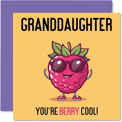 Abbildung von Stuff4 Geburtstagskarten für Enkelin Berry Cool lustige Geburtstagskarte von Großeltern, Enkelin, Geburtstagsgeschenke, 145 mm x mm, Witz Grußkarten Frauen und sie