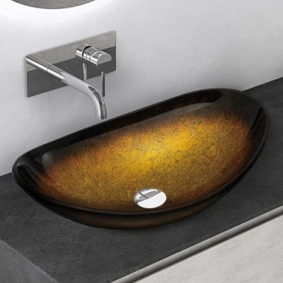 Abbildung von Mai &amp; Aufsatzwaschbecken Glaswaschbecken Glas Waschplatz Handwaschbecken Minerva08, leichte Reinigung, ohne Überlauf