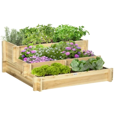 Abbildung von Hochbeet, 3 stufige Blumenkasten mit Stoffauskleidung