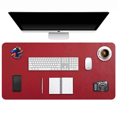 Abbildung von DOBAOJIA Mausepad XXL, Große Mausmat, Schreibtischmatte, Schreibtischunterlage für Laptop/Tastatur/Maus, Schreibblock, PU Leder Wasserdicht + Wildleder rutschfest 90 x 43cm (Weinrot)