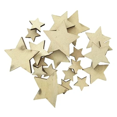 Abbildung von creativ home Holz DEKOSTREU Stern 20 Teile. Ca 7/5 / 3 cm. Holzsterne, Sterne. Natur 69