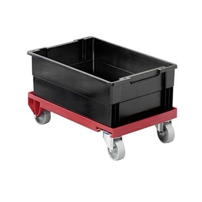 Abbildung von Durable Lager Trolley, rot, mit 4 Rollen, Transport von schweren/stapelbaren Kisten 400 x 60 600 mm, 1809693180
