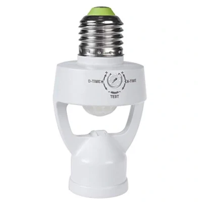 Abbildung von Maclean MCE233 Lampenfassung mit Bewegungssensor und Dämmerungssensor E27 Fassung Adapter Erfassungsbereich 360 Sensor Automatische Beleuchtung