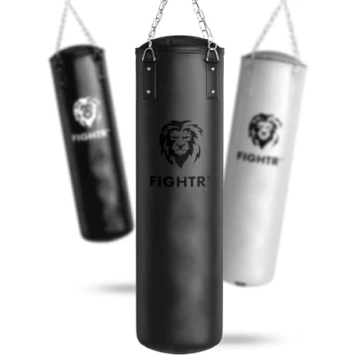 Abbildung von FIGHTR® Boxsack gefüllt/ungefüllt extrem robust &amp; langlebig Set inkl. 4 Punkt Stahlkette für Boxen, Kickboxen, MMA, Muay Thai und weitere Kampfsportarten