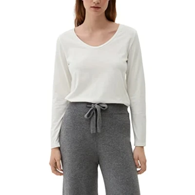 Abbildung von s.Oliver MIT Uausschnitt Langarmshirt, Damen, Größe: 32, Ecru
