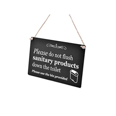 Abbildung von Stilvolles und auffälliges Schild für Sanitär Mülltonnen, Toilette, Badezimmer, W.C, Schwarz/Weiß