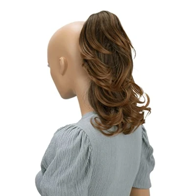 Abbildung von CAISHA 35cm Haarteil Helena Zopf Haarverlängerung mit Butterflyklammer Voluminös Gewellt Braun Mix H96