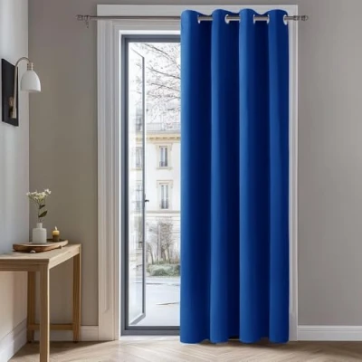 Abbildung von Deconovo Blickdicht Vorhang mit Ösen Verdunkelungsgardine Ösenvorhang Dicke Thermogardine Kälteschutz warm Hitzeschutz, 214x132 cm(HöhexBreite), Königsblau, 1 Stück