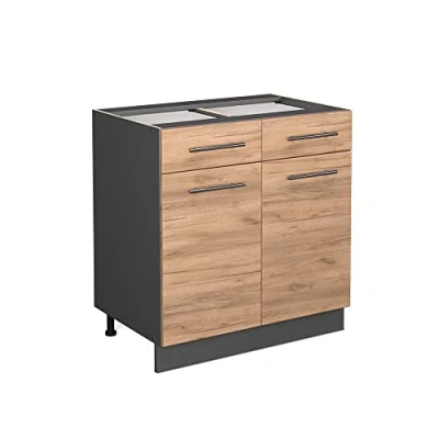 Abbildung von Vicco Unterschrank Fame Line, Goldkraft Eiche/Anthrazit, 80 cm ohne Arbeitsplatte