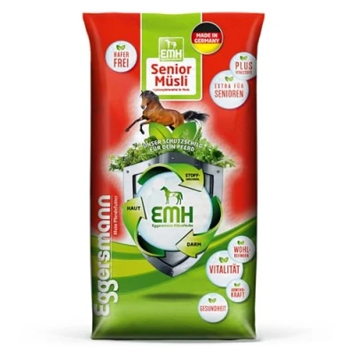 Abbildung von Eggersmann EMH Senior Müsli 20 kg Sack Pferdemüsli für alte Pferde Zur Vorbeugung von Substanzverlusten mit Selen Natürliches Pferdefutter