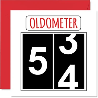 Abbildung von Lustige Karten zum 54. Geburtstag für Männer und Frauen Oldometer Glückwunschkarte Vater, Mutter, Opa, Kindermädchen, Oma, Freund, 145mm Grußkarten, Karte