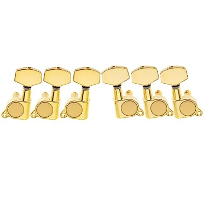 Abbildung von Musiclily Basic 3L3R Gitarren Mechaniken Tuners Tuning Pegs Keys Machine Heads für LP SG E Gitarre oder Folk Akustikgitarre, Gold Großer Knopf