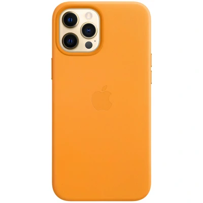 Abbildung von Apple iPhone 12 Pro Max Hülle MagSafe Echtleder Original Hard Case/Backcover Handyhülle Gelb