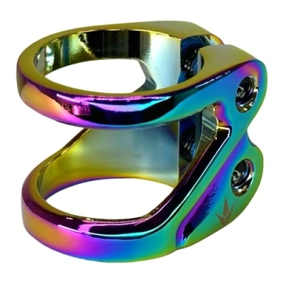 Abbildung von Scooters Blunt Stunt Scooter Cut Out Double Clamp 31,9/34,9 Tret Roller Ersatz Lenker Klemme + Fantic26 Sticker (Z 2 bolt Forged Light Rainbow Neochrome)