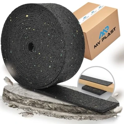 Abbildung von My Plast Antirutschmatte zur Ladungssicherung (5 Meter x 50 mm 3 mm) auch in 6mm, 8mm, 10mm, Bautenschutz Matte, Terrassenpad Rolle für Terrassenbau, Waschmaschinen Unterlage, Gummiunterlage