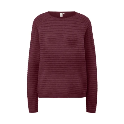 Abbildung von QS MIT Strukturmuster Strickpullover, Damen, Größe: Large, Bordeaux