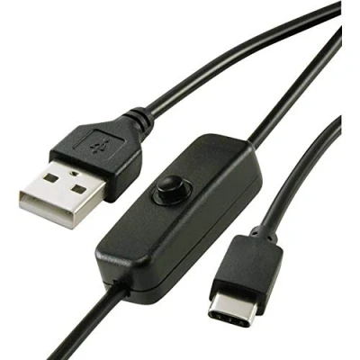 Abbildung von Renkforce Raspberry Pi Stromkabel [1 x USB 2.0 Typ A Stecker 1 C ] 1,00 m schwarz mit Ein /Ausschalter