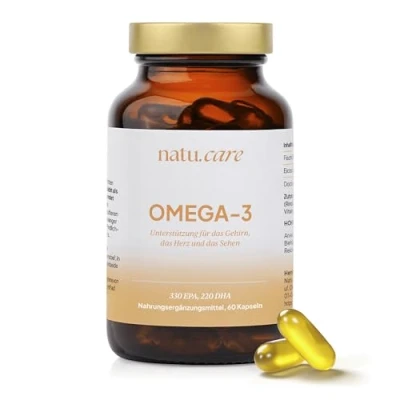 Abbildung von natu.care Omega 3 60 Kapseln Hochdosiert Fettsäuren (EPA &amp; DHA) 550 mg Fischöl Triglycerid Form Bioverfügbarkeit Laborgeprüft aus Nachhaltigem Fischfang