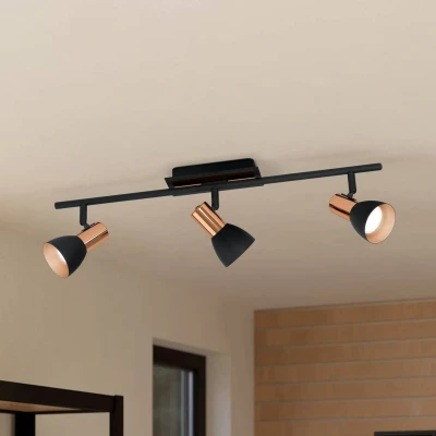 Abbildung von EGLO LED Deckenleuchte Barnham, 3 flammige Deckenlampe, Deckenstrahler aus Metall, Wohnzimmerlampe in Schwarz und Kupfer, Flurlampe, Spots inkl. GU10 Leuchtmittel, warmweiß