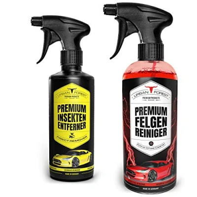 Abbildung von Auto Reiniger SPARSET Premium Felgenreiniger für lackierte Alu und Stahlfelgen (1000ml) + Insektenentferner Windschutzscheibe &amp; Scheinwerfer (500ml) URBAN Forest