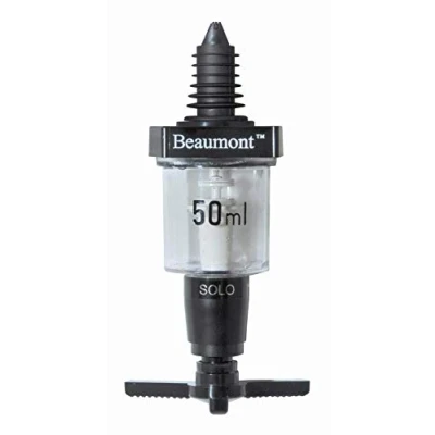 Abbildung von Beaumont Spirit Optics Spender mit Stempel, 50 ml, Schwarz, Regierungsstempel, Professionelle Bar für den Heimgebrauch, Alkohol Optik Spender, Präzise Messung, Auslaufsichere Gummidichtung, K494
