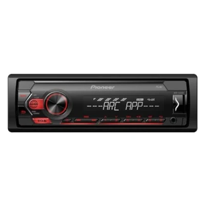Abbildung von Pioneer MVH S120UB 1 DIN mit roter Beleuchtung und USB Android kompatibel Autoradio