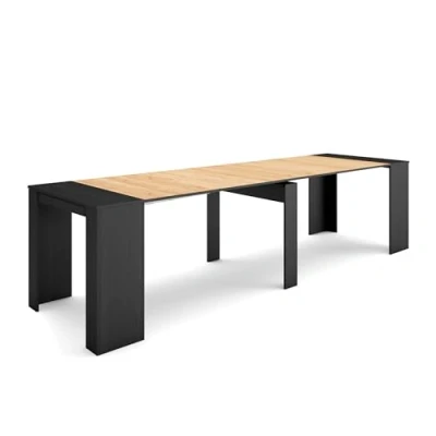 Abbildung von Skraut Home Ausziehbarertisch Multifunktionaler ausziehbarer 300 Für 14 Gäste Esszimmertische Moderner Stil Schwarz Eiche
