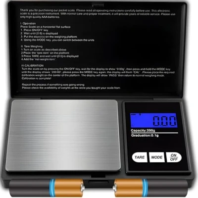 Abbildung von Retoo Taschenwaage 200g/0,01g Feinwaage Digitalwaage mit LCD Anzeige Goldwaage Münzwaage Grammwaage Tara Funktion 7 Einheiten Präzisionswaage Batterien Mini Waage Schwarz