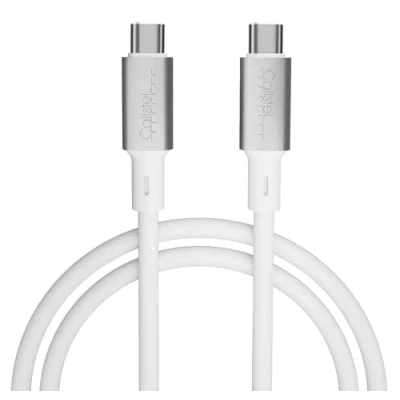 Abbildung von Callstel USB C Schnellladekabel: Ultraflexibles Silikon Lade /Datenkabel C/ C, 100 W PD, 1 m, weiß (Ladekabel auf Kabel zu Apple iPhone)