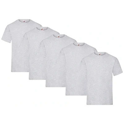 Abbildung von Fruit of the Loom Herren Regular Fit T Shirt Heavy Cotton Tee 5 Pack,5er Grau + 1 HL Kauf Notizblock L