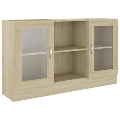 Abbildung von vidaXL Vitrinenschrank Sideboard Kommode Anrichte Vitrine Schrank Beistellschrank Mehrzweckschrank Standschrank Sonoma Eiche 120x30,5x70cm Holzwerkstoff