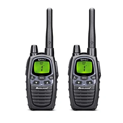 Abbildung von Midland G7 Pro PMR+LPD Funkgerät C1090.13 Robustes Gerät für die Professionelle oder Private Nutzung, mit LCD Display, inklusive Doppelstandlader und Gürtelclips, 2 Stück im Set