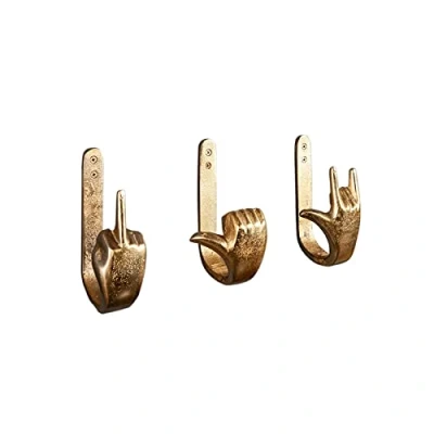 Abbildung von riess ambiente Wandgarderobe FINGERS gold (3er Set, 1 St), Metall · Dekoration Kleiderhaken