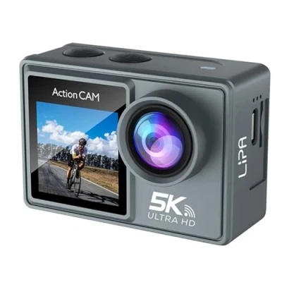 Abbildung von Lipa AT M40R 5K Action Kamera IPS Wifi wasserdicht IMX Sensor 21 Zubehör Auflösung Dual Screen Mic Anschluss USB SD bis zu 256 GB Fernbedienung 4K 60 FPS EIS