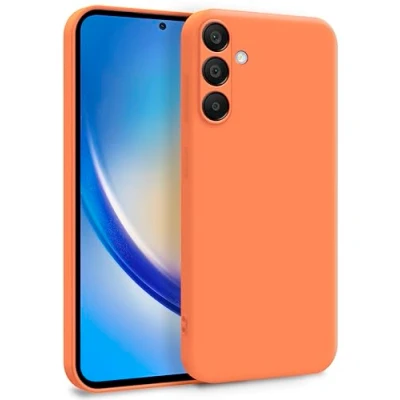Abbildung von MyGadget Hülle für Samsung Galaxy A35 5G Zweilagige Handyhülle mit Kameraschutz Cover Innenfutter &amp; Silikon außen Orange