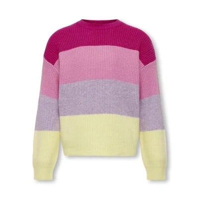 Abbildung von Kids ONLY Kogsandy Stripe Strickpullover für Kinder, Größe: 122/128, Fuchsia purple