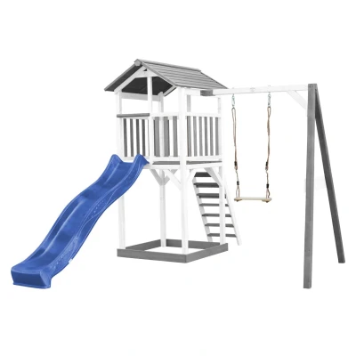 Abbildung von Beach Tower Spielturm mit Einzelschaukel Blaue Rutsche