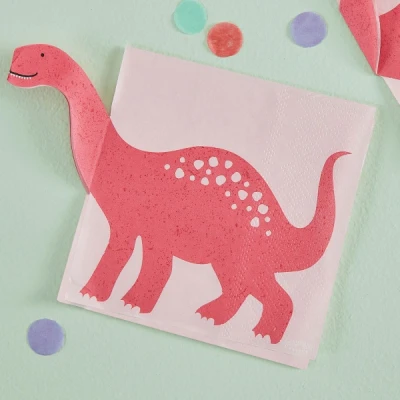 Abbildung von Dinosaurier Rosa Servietten 16 Stück