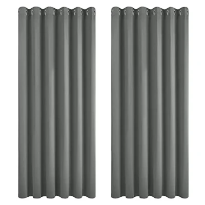 Abbildung von Deconovo Vorhang Blickdicht Verdunkelungsvorhang Gardine Wohnzimmer Thermogardine Kälteschutz Ösen, 274x229 cm(HöhexBreite), Hellgrau, 2er Set
