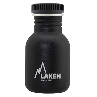 Abbildung von Laken Basic Steel flasche, Edelstahlflasche für Kinder und Erwachsene,Standard Mund Schraubverschluss, 0,35L Schwarz