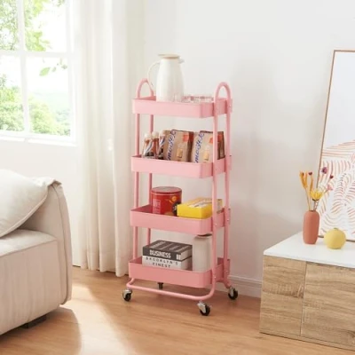 Abbildung von en.casa Küchenwagen, »Pyhäntä« Stahl mit 4 Ebenen Rosa